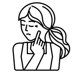 woman with facial problems line icon