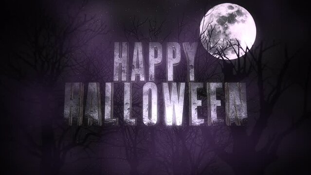 Happy Halloween with big moon in mystery forest, motion horror, mystical and Halloween style background