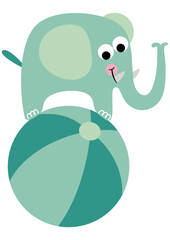 Cute circus elephant on top of a ball