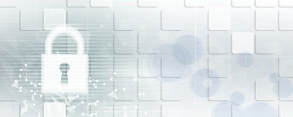 internet digital security technology concept for business background. Lock on circuit board