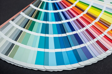top view of Color sampler for painting walls or furniture isolated on plain background.