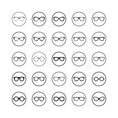 Spectacles, eyeglasses shape line illustration