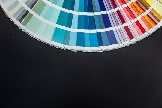 top view of Color sampler for painting walls or furniture isolated on plain background.