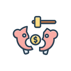 Color illustration icon for broke