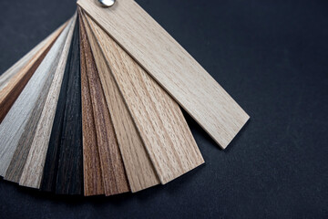 Fototapeta na wymiar colored wooden premium sampler for the design of modern apartments.