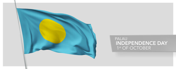 Palau happy independence day greeting card, banner vector illustration