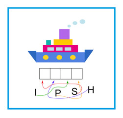 Puzzle game for kids. Read the word. Vector illustration for children education