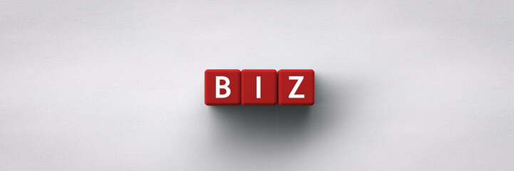 3D red Cubes with the word acronym biz for business - obrazy, fototapety, plakaty