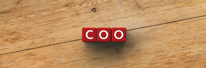 3D red Cubes with the word acronym coo for Chief Operating Officer - obrazy, fototapety, plakaty