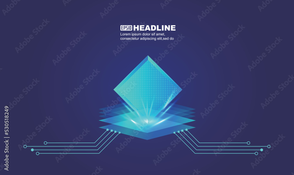 Poster circuit board and chips linked by dots and lines vector illustration