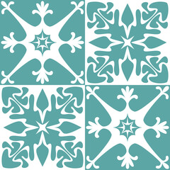 Azulejo seamless pattern stylish trendy ceramic tile design element for kitchen backsplash, vector illustration