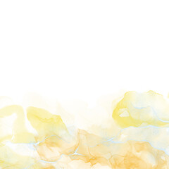 Abstract marble texture overlay. Liquid ink texture background. Blue and Yellow mineral texture border in PNG