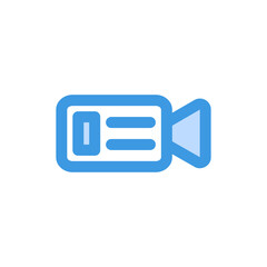 Video recorder icon in blue style about camera, use for website mobile app presentation