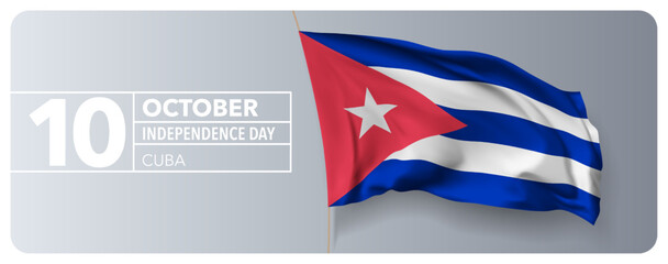 Cuba happy independence day greeting card, banner vector illustration