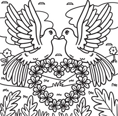 Wedding Dove Coloring Page for Kids
