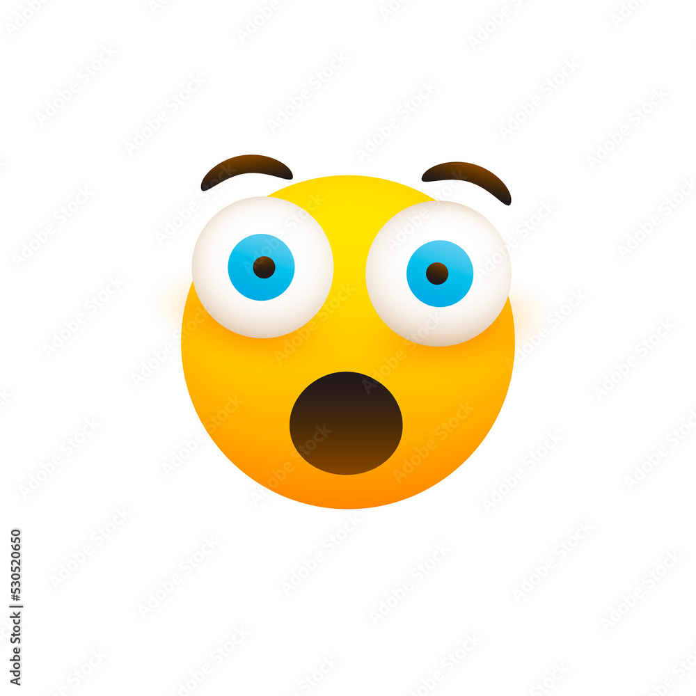 Poster surprised face emoji with wide open pop out eyes - simple emoticon design on transparent background