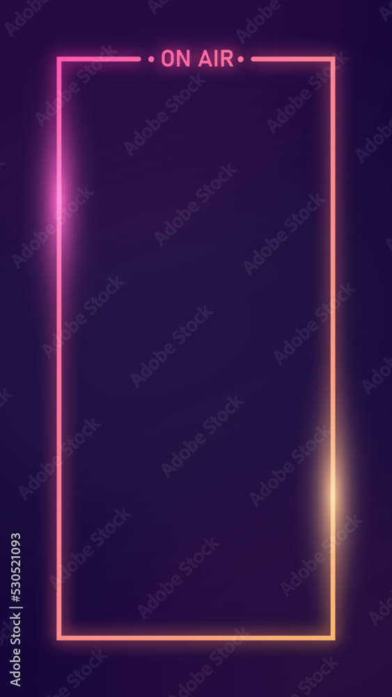 Poster vertical rectangle shape glow border on the black background. abstract dark design element.