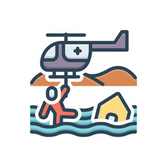 Color illustration icon for rescue