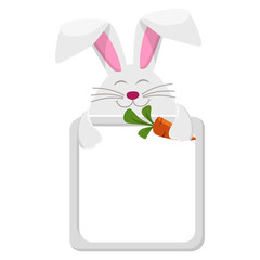 Avatar frame rabbit or hare with carrot, animal square template for game.