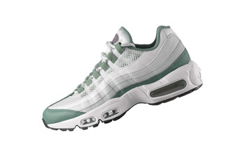 White sneaker with light green accents on a transparent background, png,