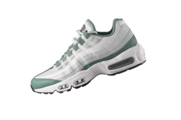 White sneaker with light green accents on a transparent background, png,