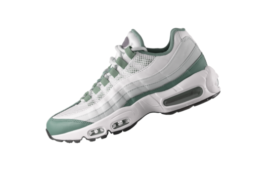 White sneaker with light green accents on a transparent background, png,