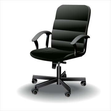 Vector illustration black leather office chair isolated on white background.