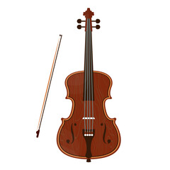 Violin isolated on white background. Musical instrument. Flat vector illustration.