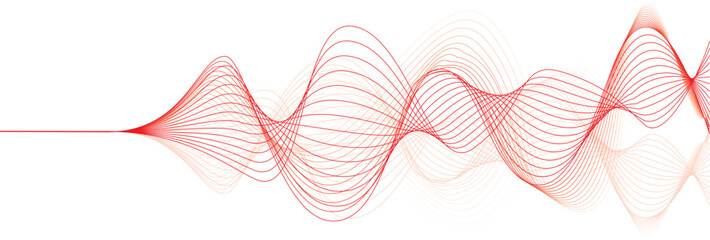 abstract vector illustration of red colored wave lines on white background