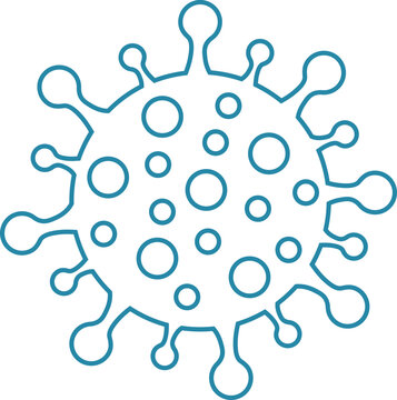 vector icon illustration of blue colored covid-19 virus