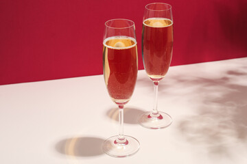 Concept of delicious alcohol drink, tasty Champagne