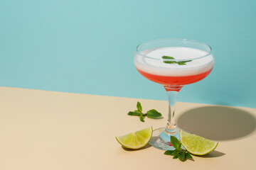 Concept of delicious alcohol drink, Cosmopolitan cocktail