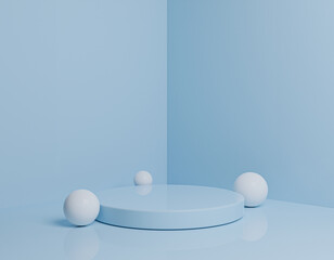 Light Blue Podium 3d Abstract Background Empty Backdrop Pedestal Product Display For Product Placement