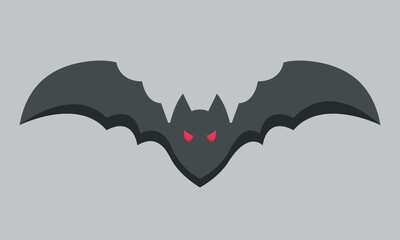 Fototapeta premium Flying bat front view. Halloween character in cartoon style.