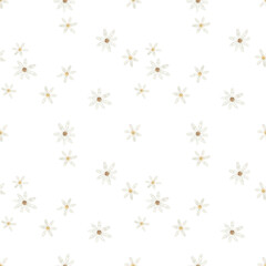 Watercolor seamless pattern with wildflowers. Spring illustartion. Summer background.