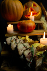 Halloween buffet, decoration and food for Halloween
