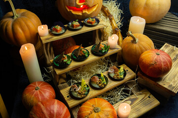 Halloween canape, Halloween food, Halloween pumpkin