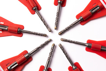 Drill bit for brick and concrete borer for perforator on a white background. industrial punchers.
