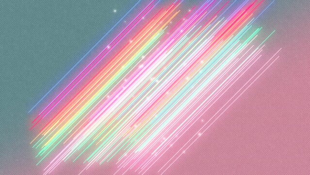 Neon rainbow lines and glitters in fashion gradient, motion abstract disco, club and corporate style background