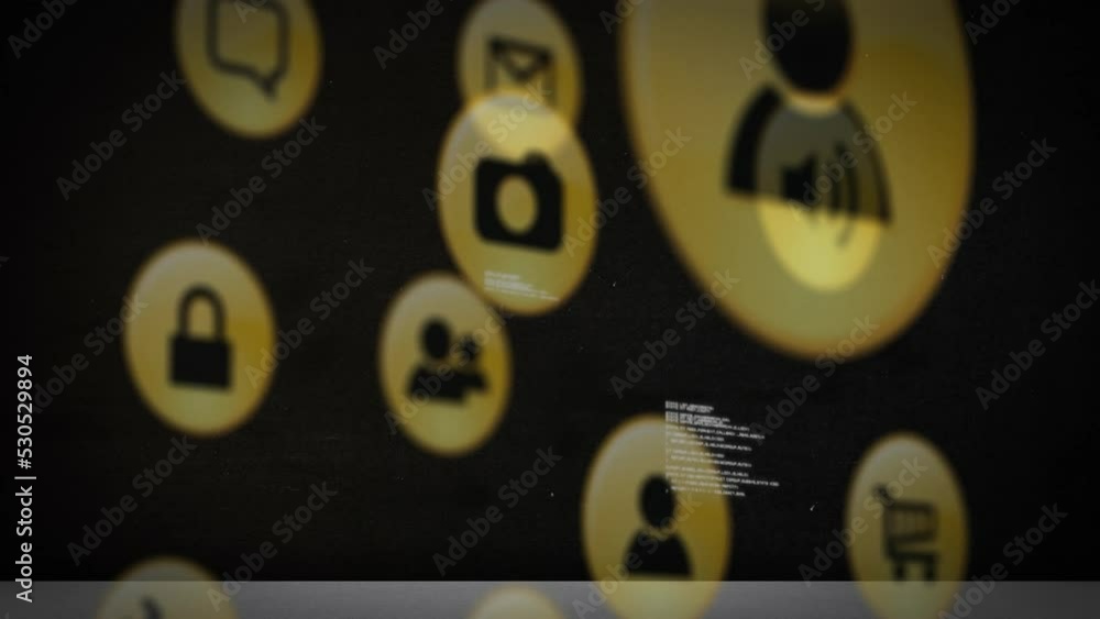 Poster Digital animation of increasing numbers over multiple face emojis floating against black background