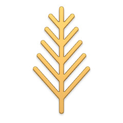 Premium vertical spruce branch slim stick with needles metallic glossy decorative bauble 3d vector