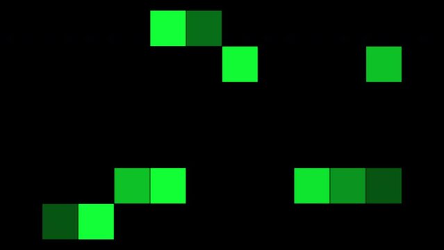 Neon green squares pattern on black gradient, abstract business and corporate style background