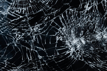 smartphone with broken screen isolated on white background