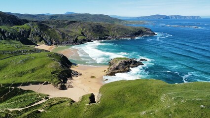 Beautiful view of Murder Hole Beach or Boyeeghter Bay. Donegal, Ireland.
