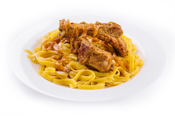 Pasta bolognese isolated on white background