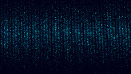 Dots texture with noise effect. Abstract halftone background. Vector glitch backdrop. Digital screen with matrix or binary code.