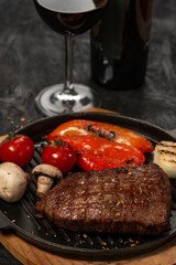 grilled pork steak with vegetables and spices