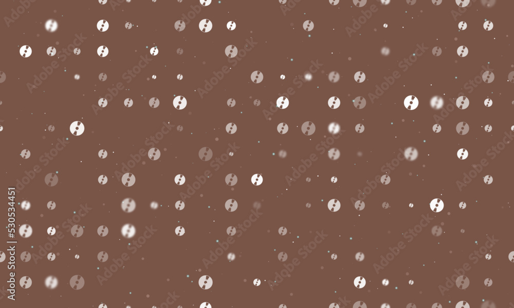 Poster seamless background pattern of evenly spaced white cd symbols of different sizes and opacity. vector