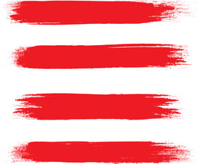 Obraz premium Red brush stroke set isolated on background. Collection of trendy brush stroke vector for red ink paint, grunge backdrop, dirt banner, watercolor design and dirty texture. Brush stroke vector