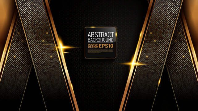 black gold background, luxury image abstract, straight lines overlap layer shadow gradients space composition, 3840 x 2160 monitor size for banner, flyer cover layout, template design